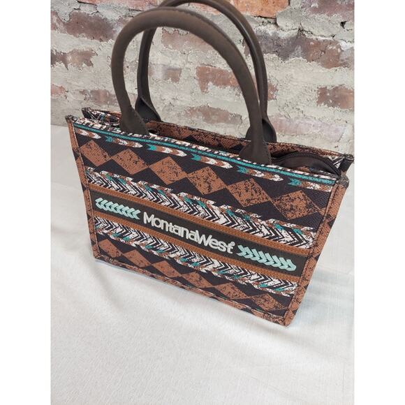 Montana West Handbags - MontanaWest Womens Western Aztec Handbag Tote Shoulder Bag Brown Teal Zipper